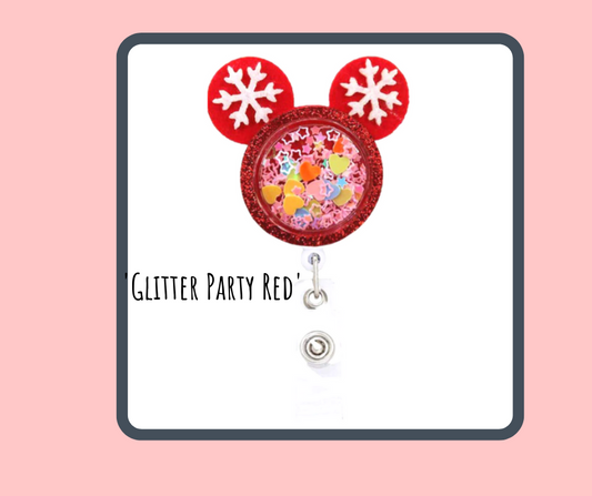 Glitter Party Red Xmas ID Holder